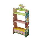 ZUN Kids Funnel Olivia the Fairy Girls Hand Painted 3 Tier Flower Bookcase with Drawers B05367936