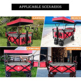 Foldable Wagon with Removable Canopy & Cooler Bag - Heavy Duty Collapsible Wagon Utility Cart with 62770296