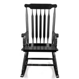 Patio Rocking Solid Wood, Outdoor Porch Rocker with Wooden Frame, Indoor Wooden Rocking 41500098