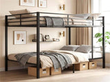Black Metal Bunk Bed with Guardrail, 12" Ground Clearance 79.5LBS Net Weight Easy Assembly 29986800