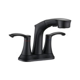 Bathroom Faucet with Pull Out Sprayer, 2 Handle 4 Inch Faucet Utility Sink Faucet, Matte Black W122470435