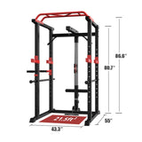 ZUN Power Cage Squat Rack Stands Gym Equipment 1000-Pound Capacity Exercise pull-up down 44896527