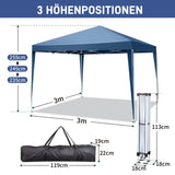 3 x 3m Practical Waterproof Right-Angle Folding Tent Blue 72965442