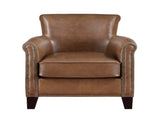 Traditional Brown Leather Accent Chair 1pc Solid Wood Frame Top-Grain Leather Nailhead Trim Classic B011P178524