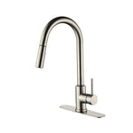 ZUN Single Handle High Arc Pull Out Kitchen Faucet,Single Level Stainless Steel Kitchen Sink Faucets 15374222