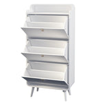 ZUN Modern Arc Design Shoe Cabinet With 3 Drawers,Shoe Storage Cabinet for Entryway,Outdoor,White Finish W760P144072