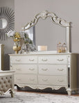 ZUN Glamorous Champagne Finish Dresser of 6 Drawers Textural Panels Traditional Luxury Bedroom Furniture B011P207854