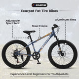 ZUN S24109 Elecony 24 Inch Fat Tire Bike Adult/Youth Full Shimano 7 Speeds Mountain Bike, Dual Disc W1856107355