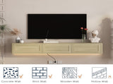 Floating TV Stand, Wall Mounted TV Shelf with Led Lights & Power Outlet,High Gloss TV Cabinet for W1321P391272