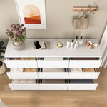 ZUN White 9 Drawer Cabinet for Bedroom, Wide Modern Chest of Drawers No Handles Design, Wood Storage W409P225882