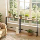 2 Pack 39.4" Narrow Console Sofa Table with Power Outlets and USB Ports, Long Couch Table with Metal 75432596