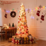 7ft Pink Pencil Christmas Tree, 527 Snow-Flocked Tips, 180 Warm White LEDs w/ 28282556