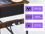 Industrial Console Table with Charging Station, 31.5 Inch Narrow Entryway Table with 2 Fabric 73741676