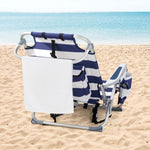 ZUN 63*65*82cm Short Oxford Cloth Silver White Aluminum Tube Bearing 100kg Beach Chair Blue Stripes 50527506