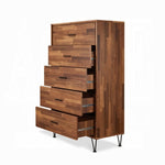 ZUN Walnut 5-Drawer Chest with Metal Legs B062P209027