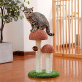 ZUN Cat Scratching Post Mushroom Claw Scratcher with Natural Sisal Ropes Interactive Dangling Ball for 03002290