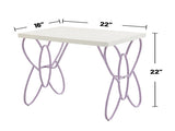 Butterfly Design Nightstand, White an Light Purple B016P253589