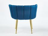 Modern BLUE dining chair with iron tube golden color legs, velvet and comfortable W234P256814