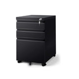 ZUN 3 Drawer File Cabinet with Lock, Steel Mobile Filing Cabinet on Anti-tilt Wheels, Rolling Locking W25270524