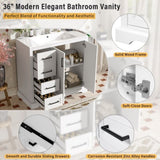 36" Modern Bathroom Vanity with Ceramic Sink, Soft-Close Door, Adjustable Shelf & 3 Drawers, Ample N729P280194K