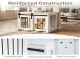 31.5" Dog Crate Furniture with Sliding Barn Door, Wooden Dog Kennel End Table for Indoor Use - White 04359985