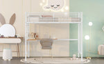 ZUN Twin Metal Loft Bed with Desk and Metal Grid,White 23730514