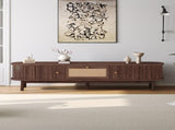 Modern Design TV Stand for 75" TVs, Media Console TV Cabinet with Rattan-Front Drawer for Living 45140769