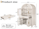 71" Tall Arched Kitchen Pantry Cabinet with Glass Door, Farmhouse Storage Pantry Cabinet with W2917P384735