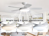 42 Inch White Ceiling Fan with 22W LED Light and Remote Control MDF Blades Reversible DC Motor W934P293298