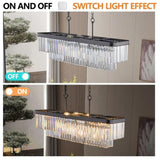 Chandeliers,Rectangular Crystal Chandelier Adjustable,E12 Modern Industrial Crystal Lights,Farmhouse W1340P189538