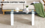 ZUN Modern minimalist transparent tempered glass coffee table , paired with white MDF decorative W1151P152768