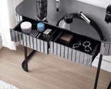 39" Mirrored Makeup Vanity Table with Stainless Steel Base, Mirrored Console Dressing Table with 2 N704P171796B