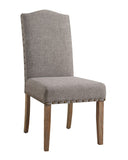 ZUN 2pc Brown Finish Side Chair Beige Fabric Upholstered Seat Nailhead Trim Accent Dining Room Wooden B011135284