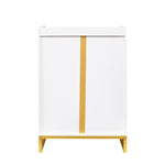 ZUN Shoe Cabinet with Doors, White Gold 6-Tiers Storage Cabinet for Entryway, Modern Free Standing W1778132465