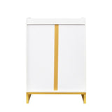 ZUN Shoe Cabinet with Doors, White Gold 6-Tiers Storage Cabinet for Entryway, Modern Free Standing W1778132465