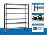 6-Tier disassembly and free assembly NSF-Certified Steel Wire Shelving with Wheels 51704284