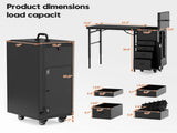 Rolling Manicure Table on Wheels, Portable Nail Desk, Foldable Nail Table w/Polish Tray and Storage, 26560584