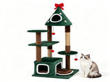 54" Green Christmas Cat Tree with Dual Condos, Jute Scratching Posts, Bell Balls & Anti-Toppling 05214536
