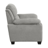 Plush Seating Chair 1pc Gray Textured Fabric Channel Tufting Solid Wood Frame Modern Living Room B011P214023