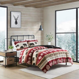 Full/Queen Print Sherpa Comforter Set B035100527