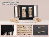360&deg Rotating Jewelry Box with 5 Drawers - Black Cabinet & Pink Velvet Interior 91896017