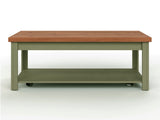 48 inch Coffee Table, No Assembly Required, Sage Green and Fruitwood Finish B108P160214