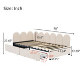 Twin size Upholstered Daybed with 2 Drawers, Velvet Sofabed with Soft Fabric Headboard, No N733P194900A