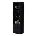 ZUN Black Bar Cabinet with Wine Storage B062P193653