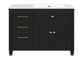 36" Bathroom Vanity with Sink, Ceramic Sink, One Tip-out Drawer, 3 Side Drawers, Adjustable Shelf, N759P284623B