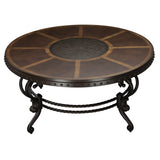 ZUN Formal Traditional Style Coffee Table 1pc Round Decorative Top Curved Metal Base Living Room B011P175398