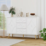 ZUN 2 Door 3 Drawer Storage Buffet ,Sideboard with Adjustable Shelf,47.24" Kitchen W688P194050