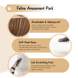 Handwoven Cat Tree Tower - Natural Material Cat Condo with Nest Basket Bed, Cotton Scratching Post, 23226975