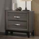 Wooden Nightstand with 2 Drawers in Weathered Gray Finish B016P253581