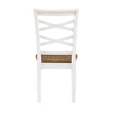 Cherry and White Finish 7pc Dining Set Table and 6 Side Chairs Set Double X-Back Design Wooden B011P188434